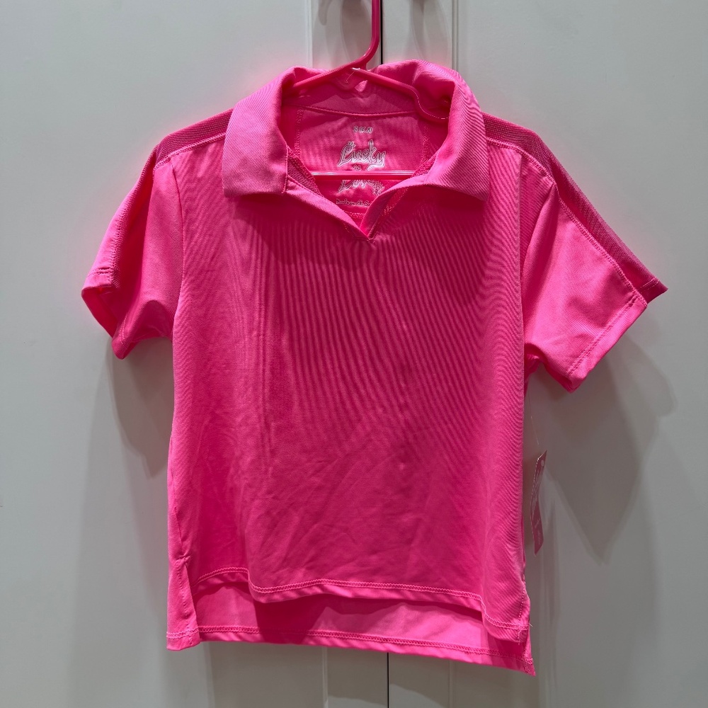 Lucky In Love Girls Pink Polo Shirt